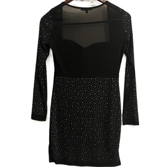 Iris Chic Black Long Sleeve Dress with Silver Accents, Medium - Picture 5 of 5